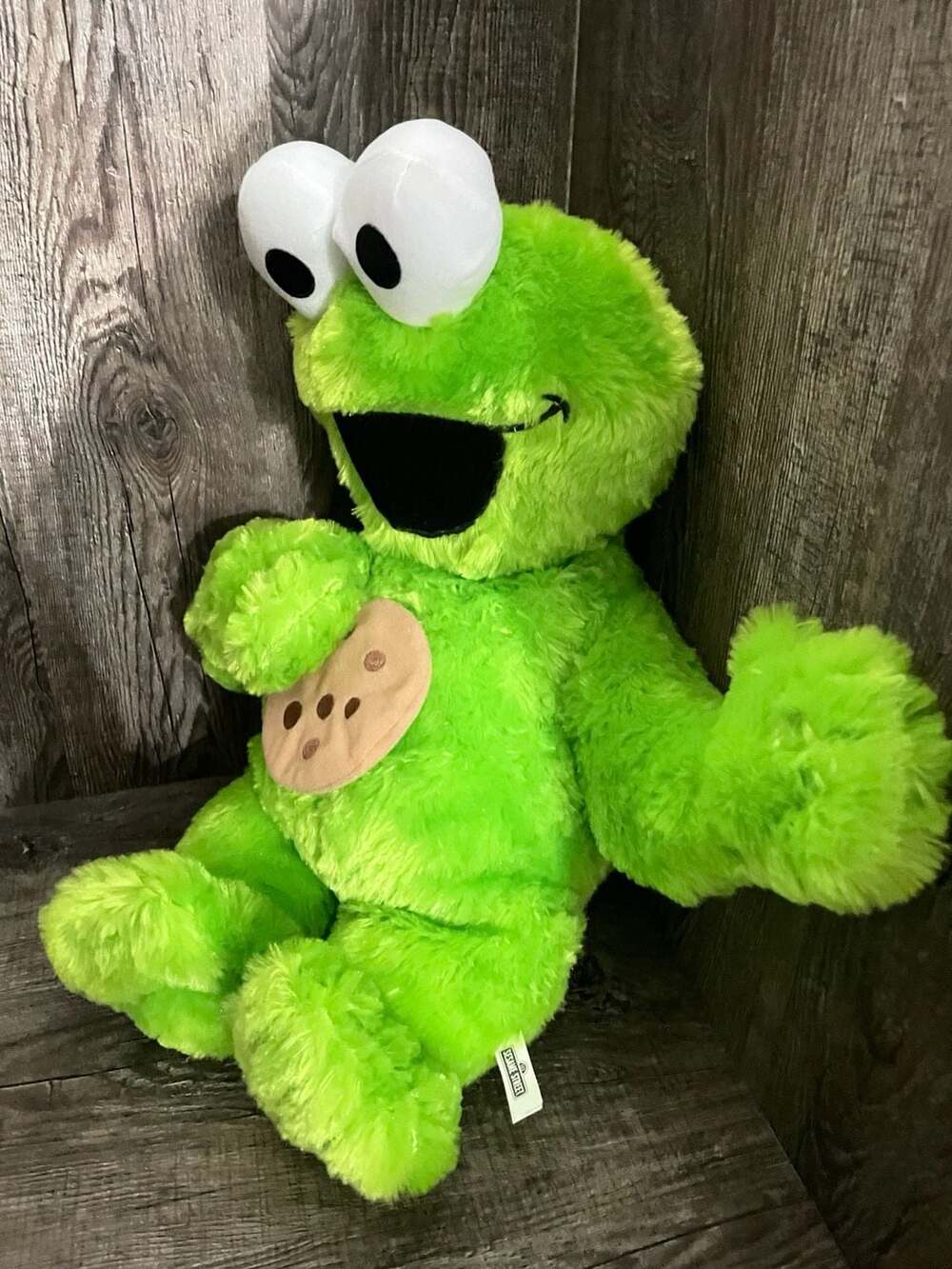 Rare Neon Green Sesame Street Cookie Monster 13" Plush - Picture 5 of 6